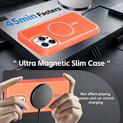 For iPhone 15 Pro Silicone Magnetic Anti-drop Protective Phone Case(Orange)