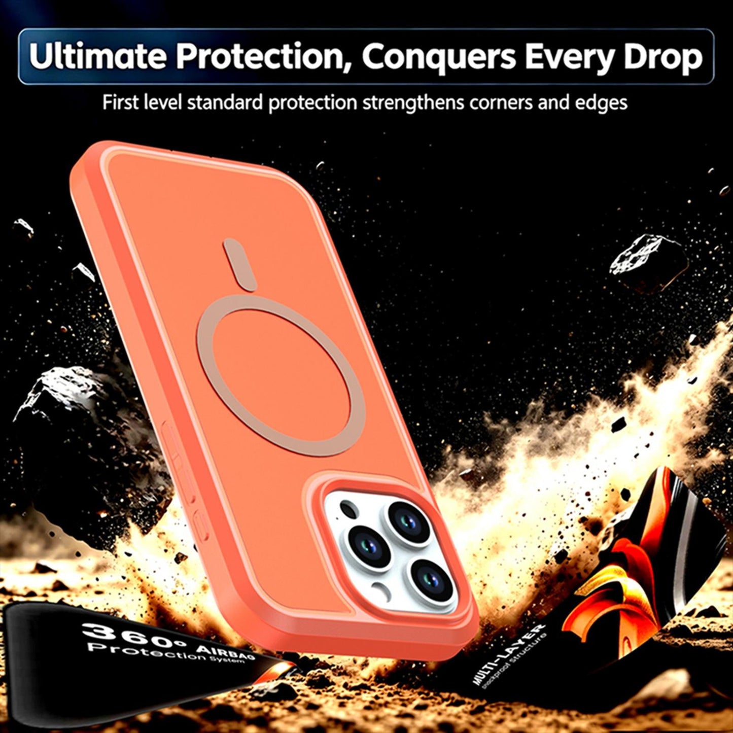 For iPhone 15 Pro Silicone Magnetic Anti-drop Protective Phone Case(Orange)