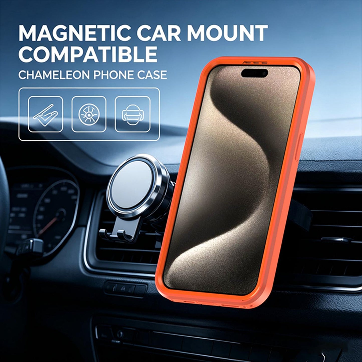 For iPhone 15 Pro Silicone Magnetic Anti-drop Protective Phone Case(Orange)