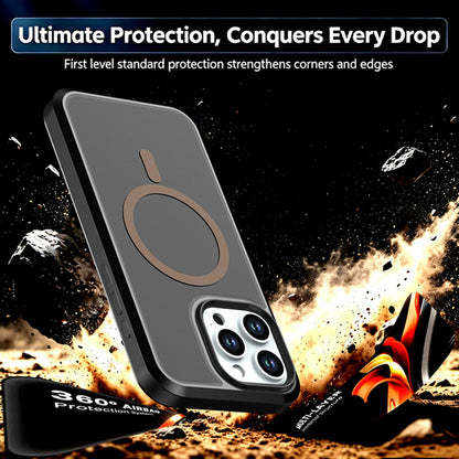 For iPhone 15 Pro Silicone Magnetic Anti-drop Protective Phone Case(Black + Gold)