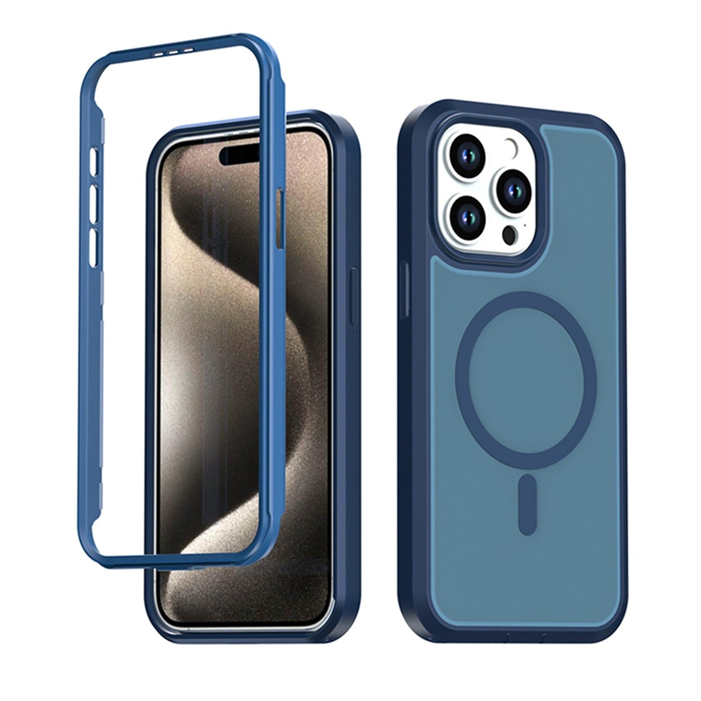 For iPhone 15 Pro Silicone Magnetic Anti-drop Protective Phone Case(Blue)