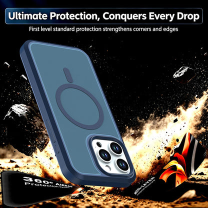 For iPhone 15 Pro Silicone Magnetic Anti-drop Protective Phone Case(Blue)