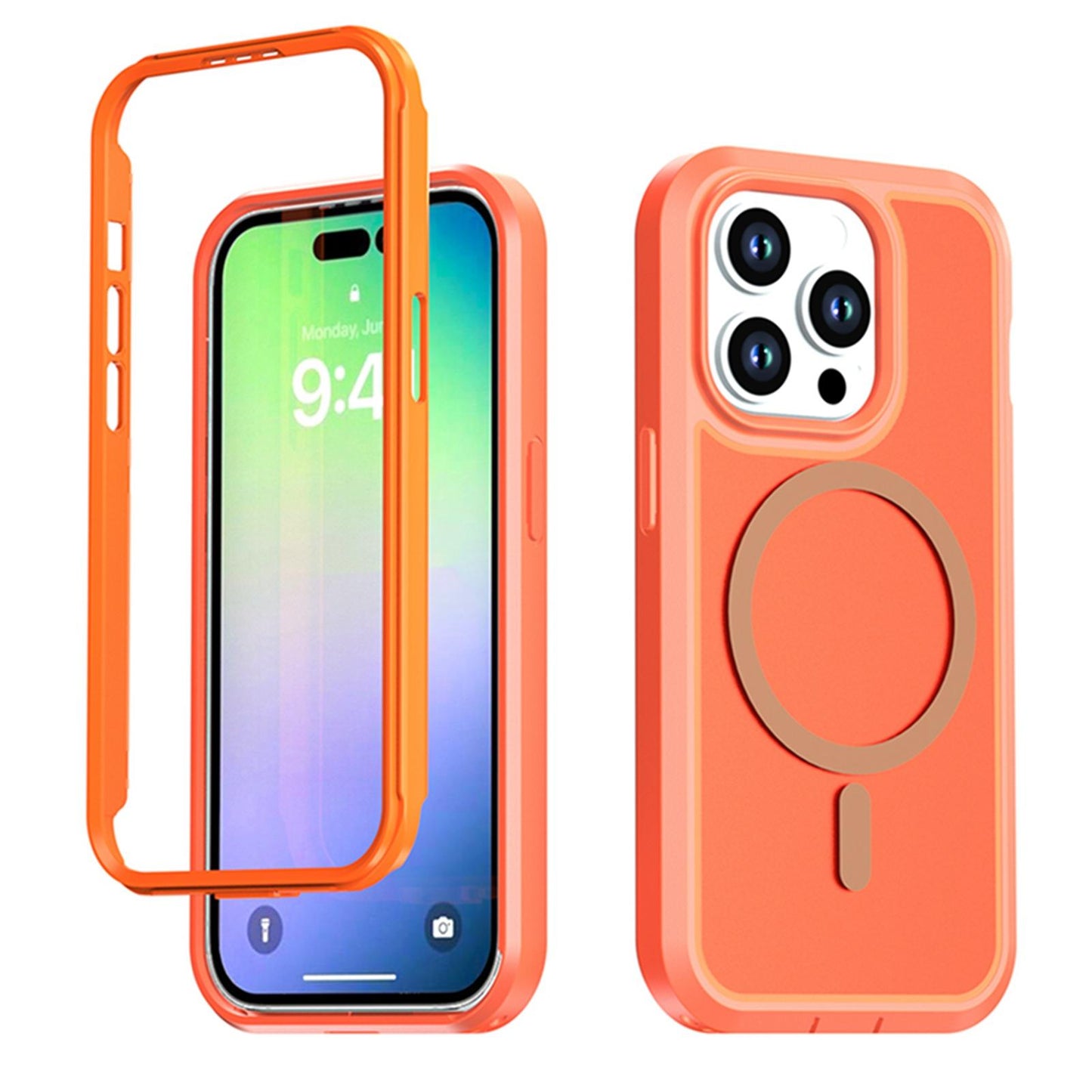 For iPhone 14 Pro Silicone Magnetic Anti-drop Protective Phone Case(Orange)