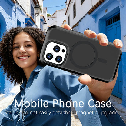 For iPhone 14 Pro Silicone Magnetic Anti-drop Protective Phone Case(Black + Black)