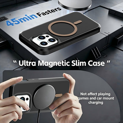 For iPhone 14 Pro Silicone Magnetic Anti-drop Protective Phone Case(Black + Gold)