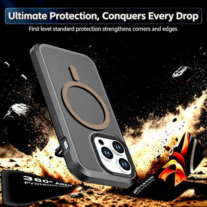 For iPhone 14 Pro Silicone Magnetic Anti-drop Protective Phone Case(Black + Gold)