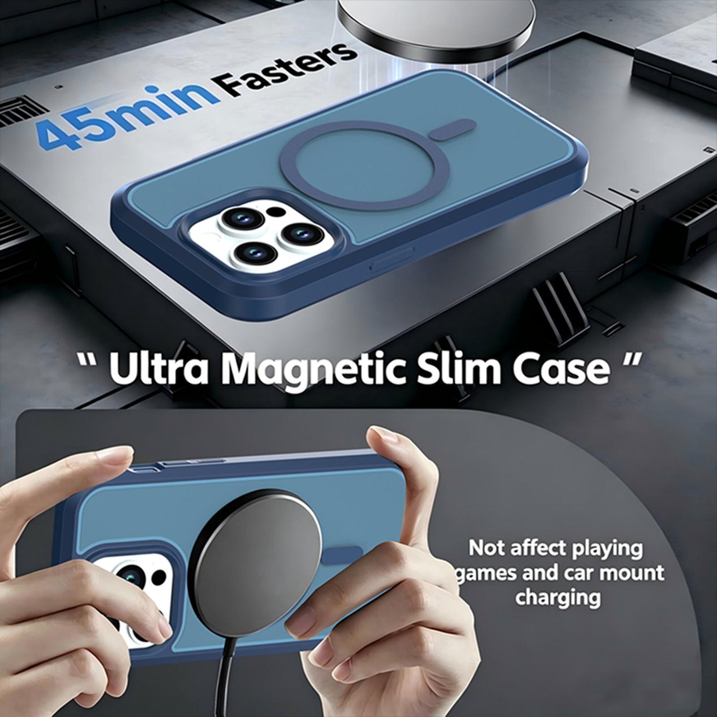 For iPhone 14 Pro Silicone Magnetic Anti-drop Protective Phone Case(Blue)