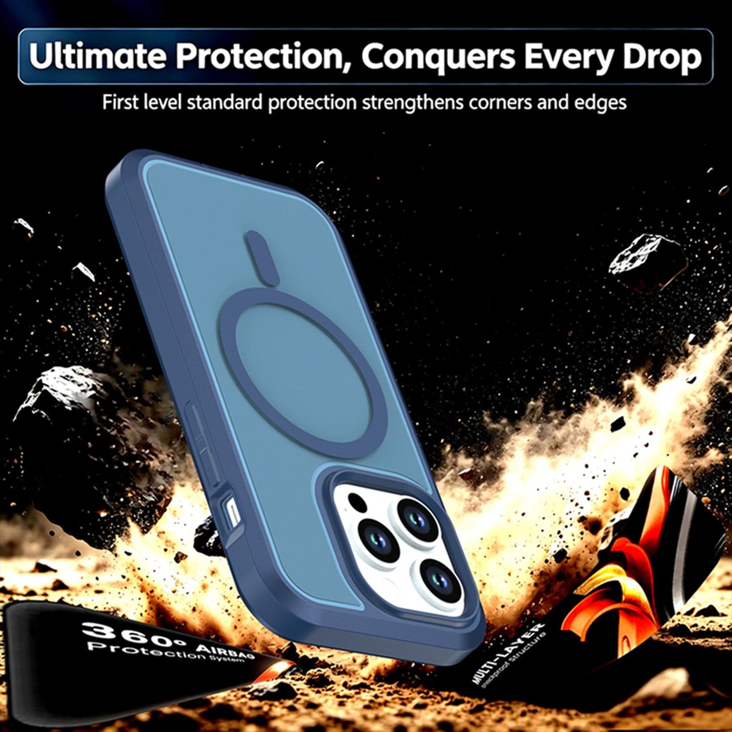 For iPhone 14 Pro Silicone Magnetic Anti-drop Protective Phone Case(Blue)