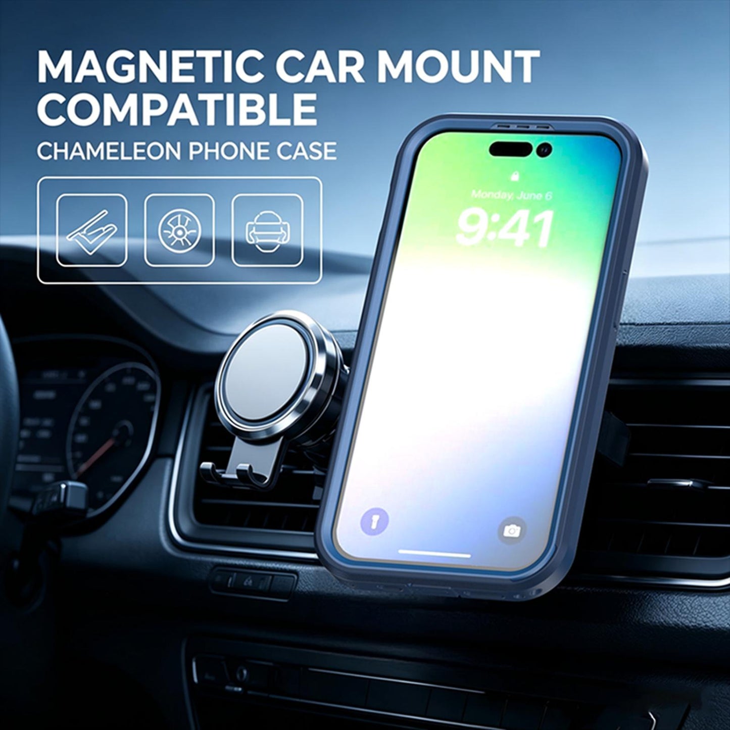 For iPhone 14 Pro Silicone Magnetic Anti-drop Protective Phone Case(Blue)