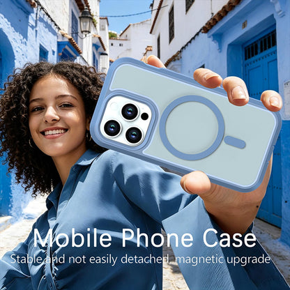 For iPhone 14 Pro Silicone Magnetic Anti-drop Protective Phone Case(Light Blue)