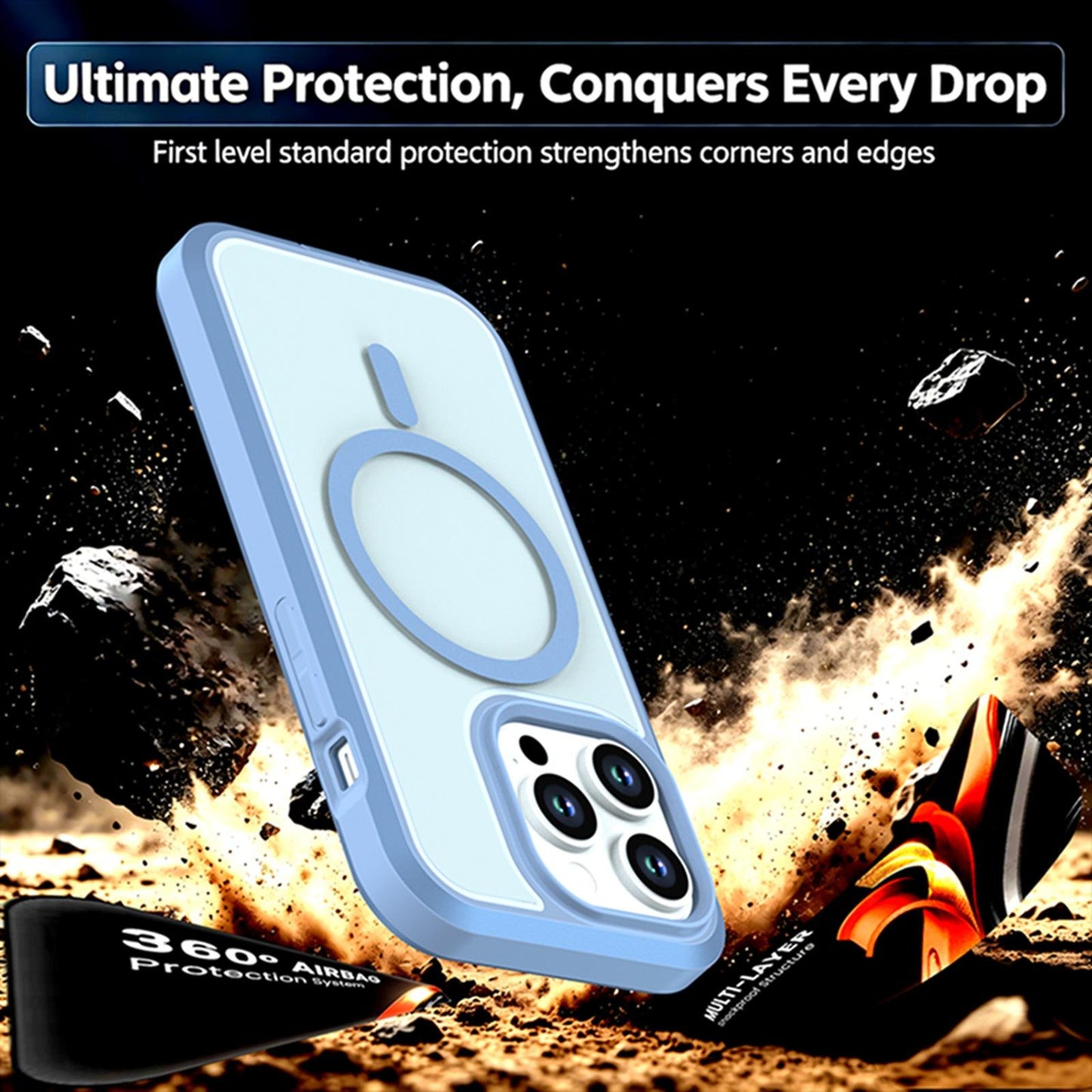 For iPhone 14 Pro Silicone Magnetic Anti-drop Protective Phone Case(Light Blue)
