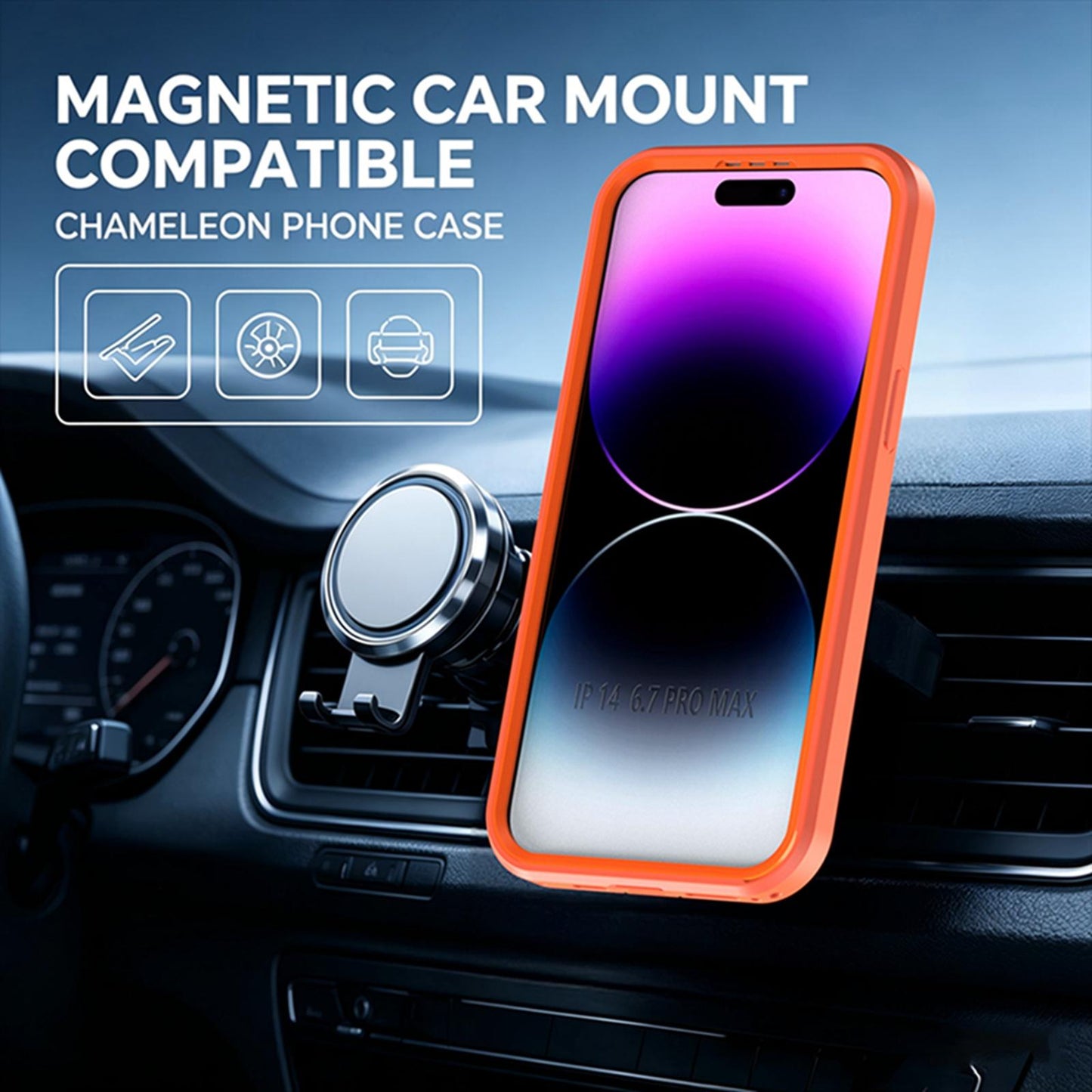 For iPhone 14 Pro Max Silicone Magnetic Anti-drop Protective Phone Case(Orange)