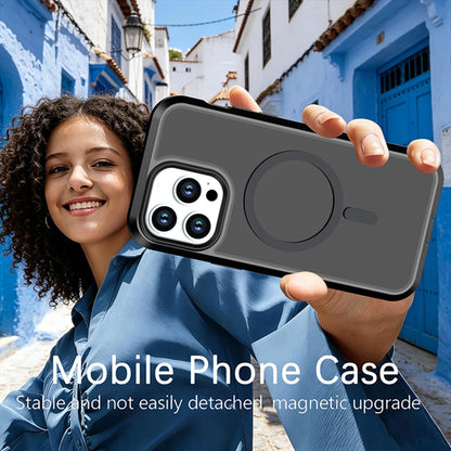 For iPhone 14 Pro Max Silicone Magnetic Anti-drop Protective Phone Case(Black + Black)