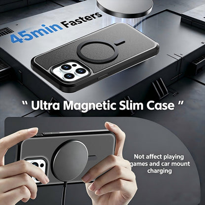 For iPhone 14 Pro Max Silicone Magnetic Anti-drop Protective Phone Case(Black + Black)