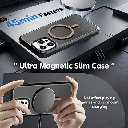 For iPhone 14 Pro Max Silicone Magnetic Anti-drop Protective Phone Case(Black + Gold)