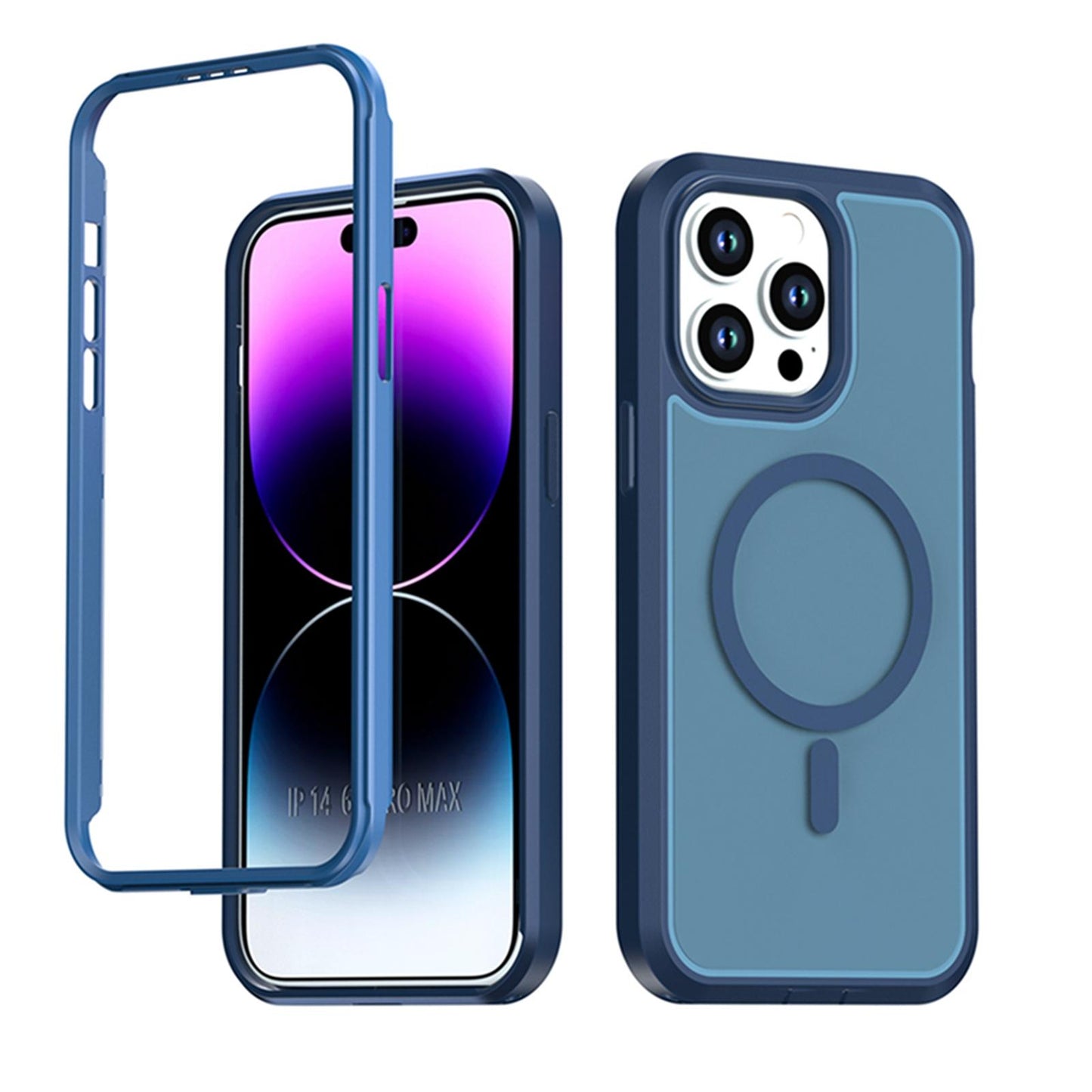For iPhone 14 Pro Max Silicone Magnetic Anti-drop Protective Phone Case(Blue)