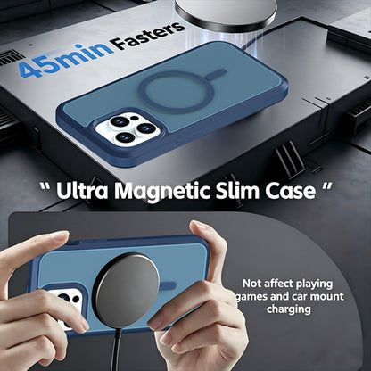 For iPhone 14 Pro Max Silicone Magnetic Anti-drop Protective Phone Case(Blue)