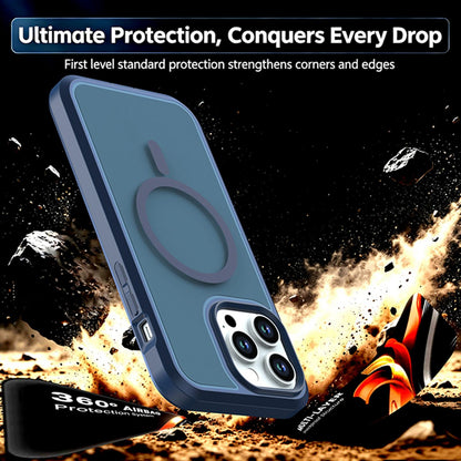 For iPhone 14 Pro Max Silicone Magnetic Anti-drop Protective Phone Case(Blue)