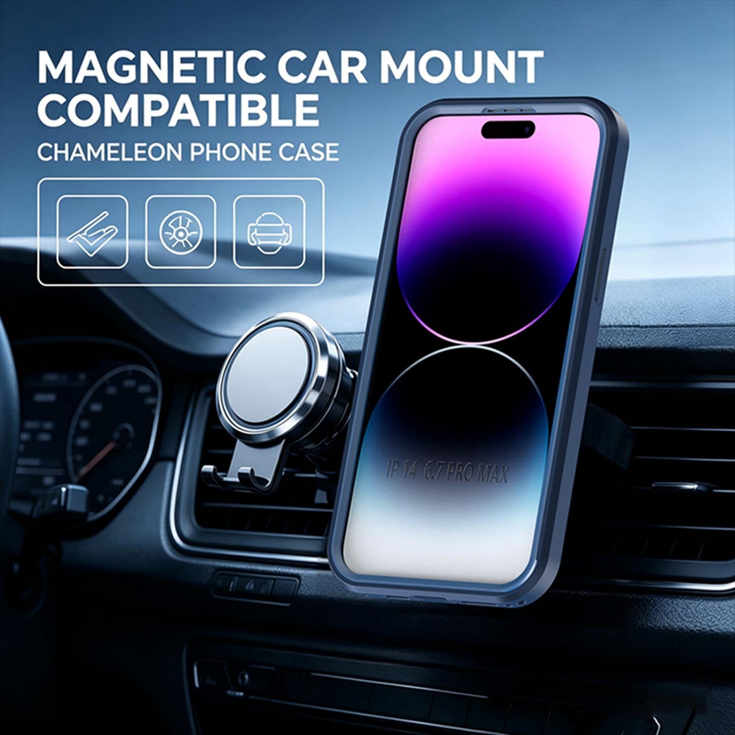 For iPhone 14 Pro Max Silicone Magnetic Anti-drop Protective Phone Case(Blue)