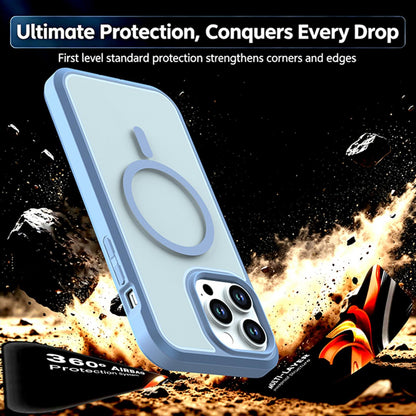 For iPhone 14 Pro Max Silicone Magnetic Anti-drop Protective Phone Case(Light Blue)