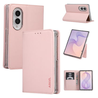 For Galaxy Z Fold8 5G ABEEL AB01 Vegan Leather RFID Phone Case(Pink)