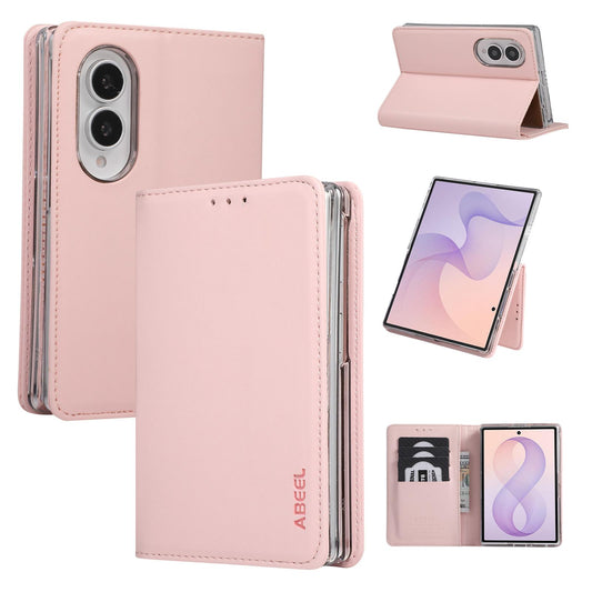For Galaxy Z Fold8 5G ABEEL AB01 Vegan Leather RFID Phone Case(Pink)