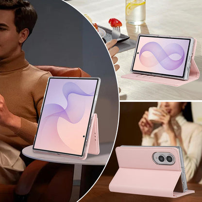 For Galaxy Z Fold8 5G ABEEL AB01 Vegan Leather RFID Phone Case(Pink)