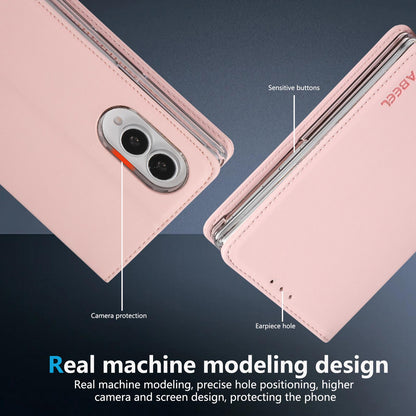 For Galaxy Z Fold8 5G ABEEL AB01 Vegan Leather RFID Phone Case(Pink)