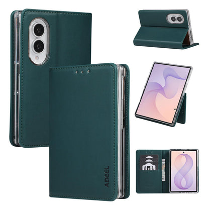 For Galaxy Z Fold8 5G ABEEL AB01 Vegan Leather RFID Phone Case(Green)