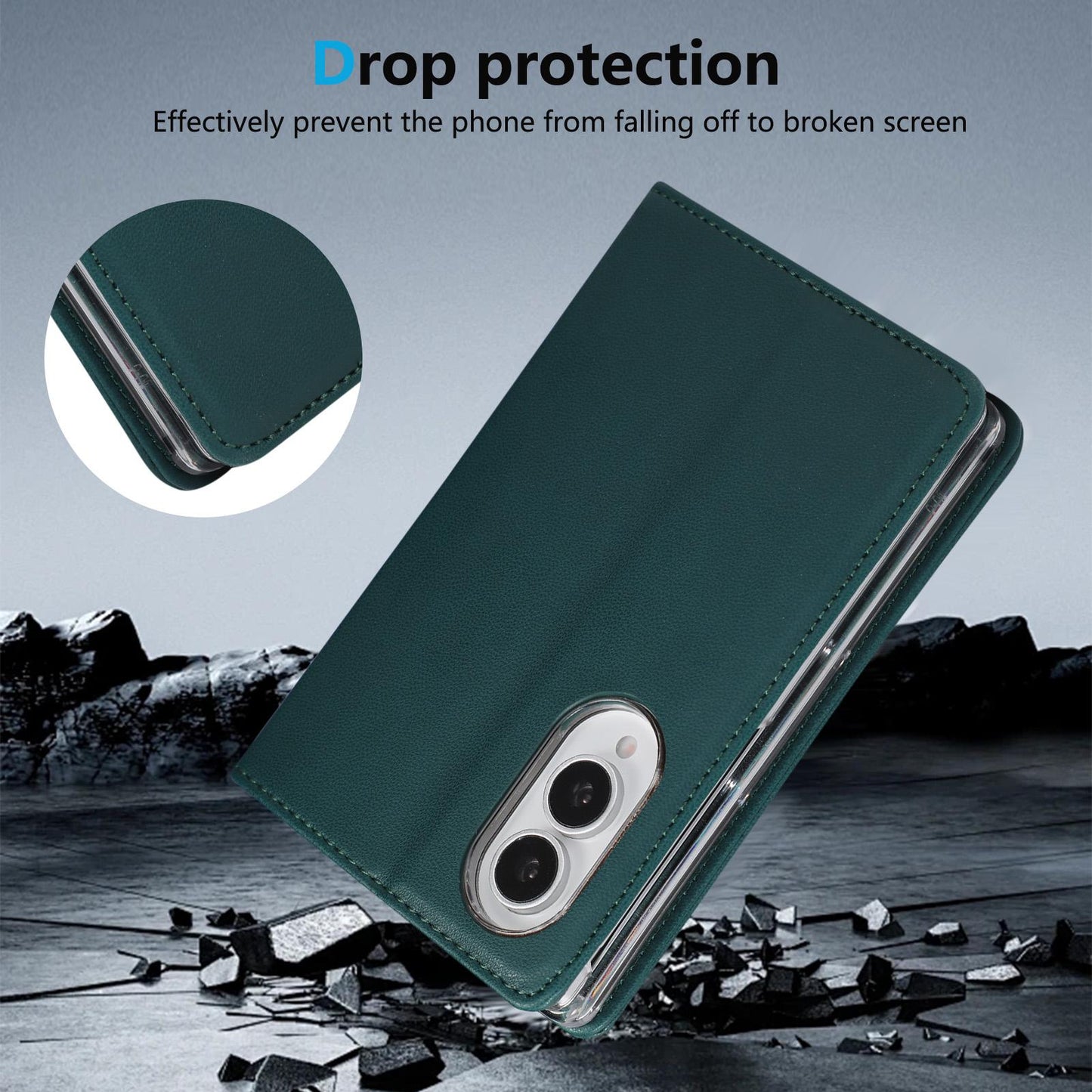 For Galaxy Z Fold8 5G ABEEL AB01 Vegan Leather RFID Phone Case(Green)