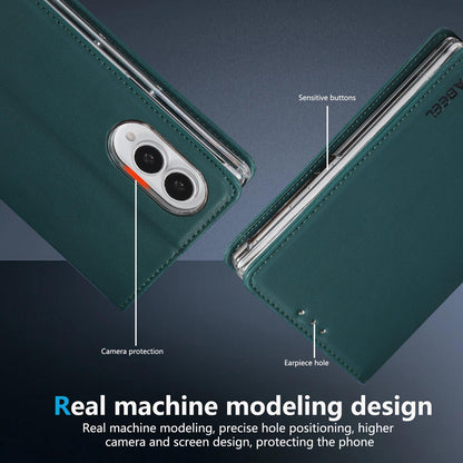 For Galaxy Z Fold8 5G ABEEL AB01 Vegan Leather RFID Phone Case(Green)