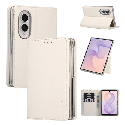 For Galaxy Z Fold8 5G ABEEL AB01 Vegan Leather RFID Phone Case(White)