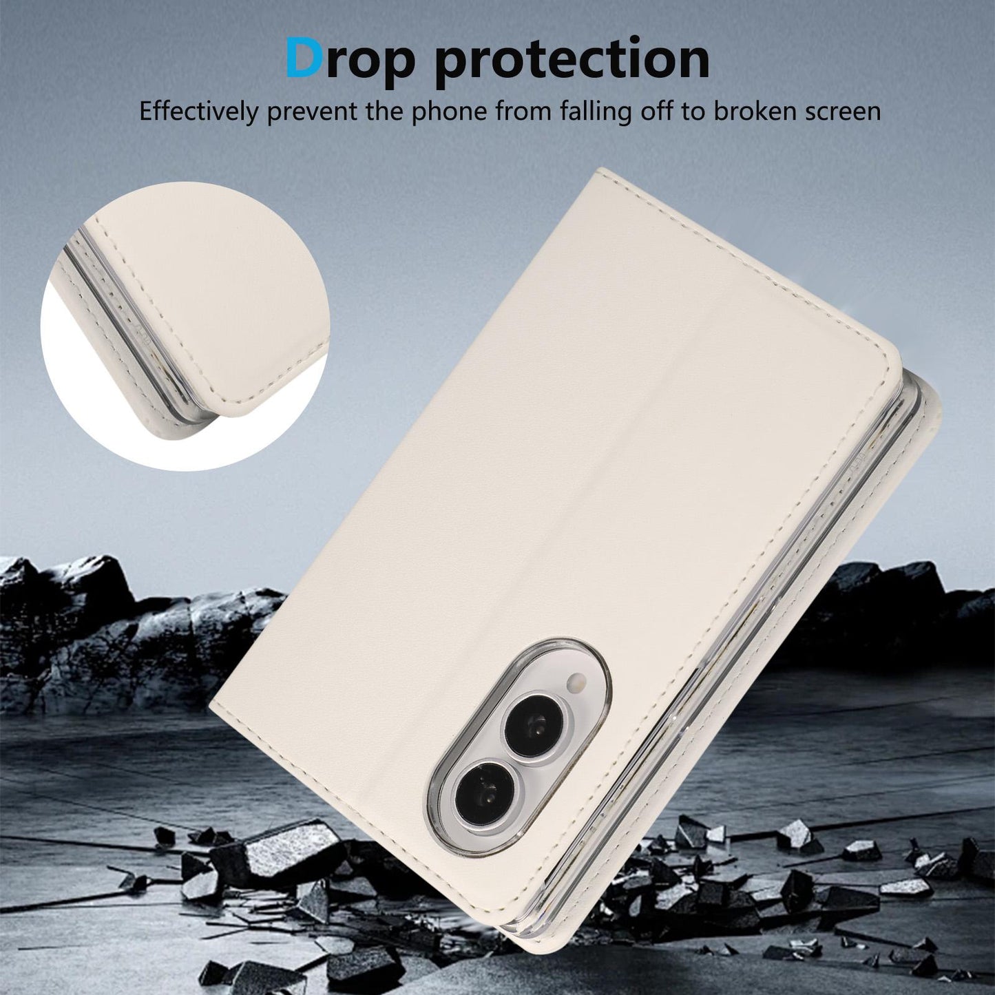 For Galaxy Z Fold8 5G ABEEL AB01 Vegan Leather RFID Phone Case(White)