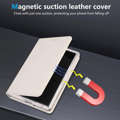 For Galaxy Z Fold8 5G ABEEL AB01 Vegan Leather RFID Phone Case(White)