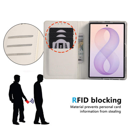 For Galaxy Z Fold8 5G ABEEL AB01 Vegan Leather RFID Phone Case(White)