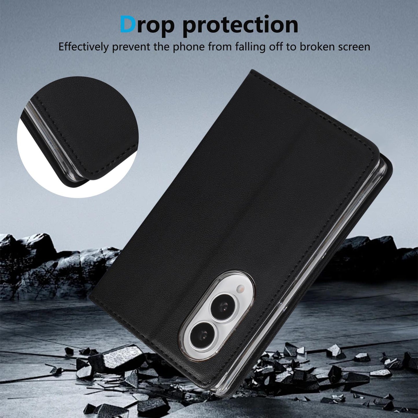For Galaxy Z Fold8 5G ABEEL AB01 Vegan Leather RFID Phone Case(Black)