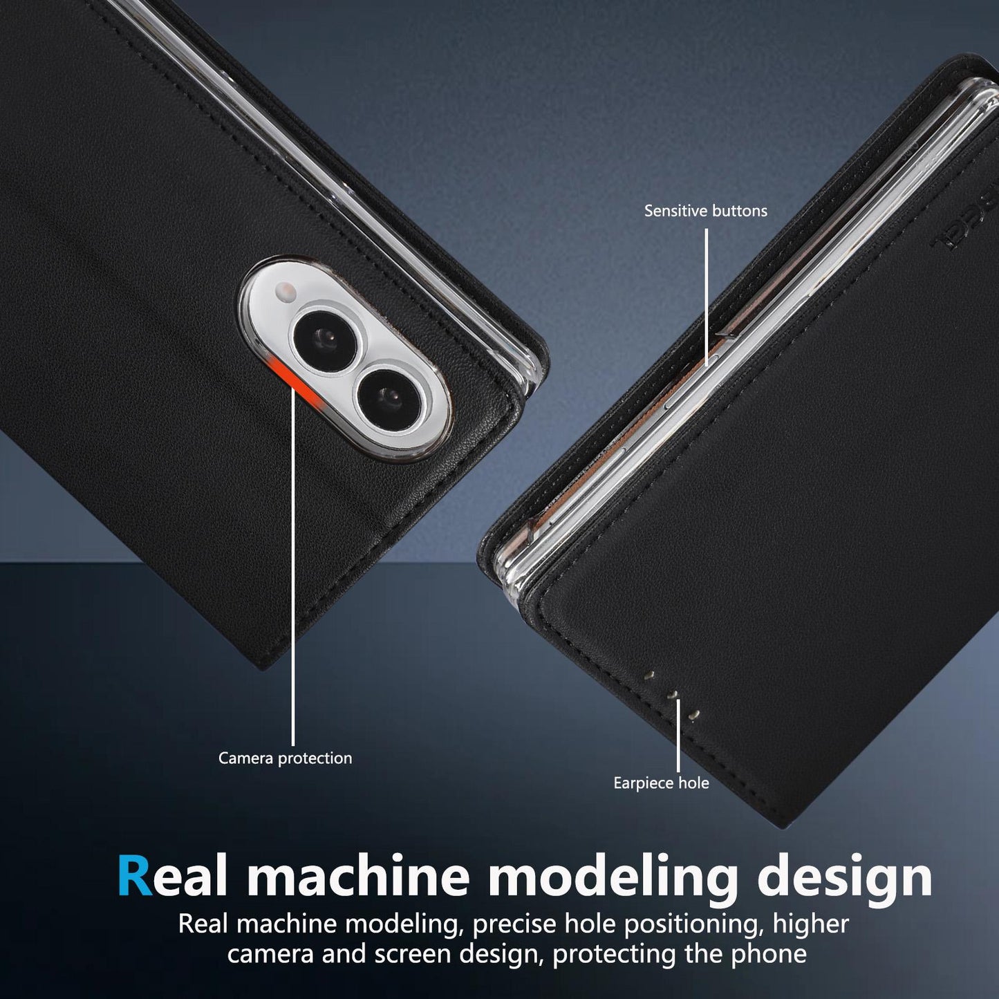 For Galaxy Z Fold8 5G ABEEL AB01 Vegan Leather RFID Phone Case(Black)