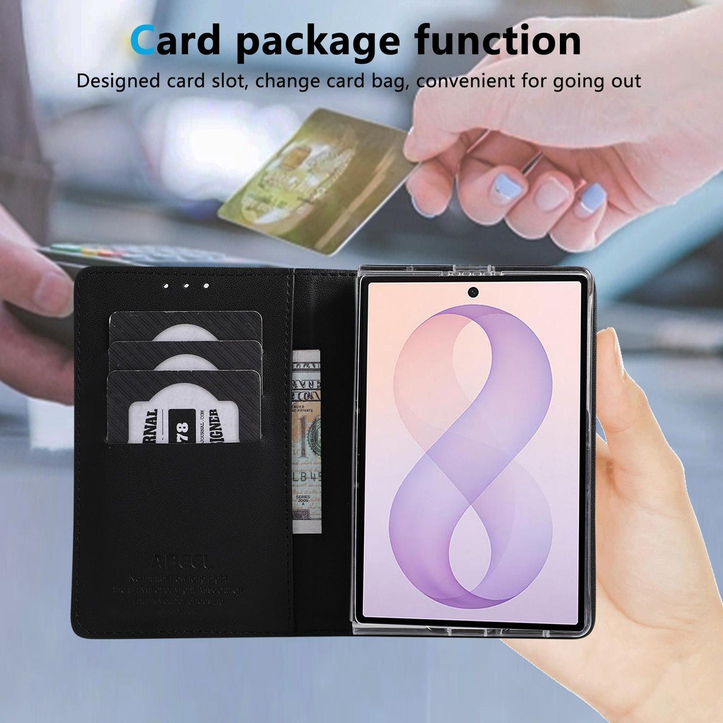 For Galaxy Z Fold8 5G ABEEL AB01 Vegan Leather RFID Phone Case(Black)