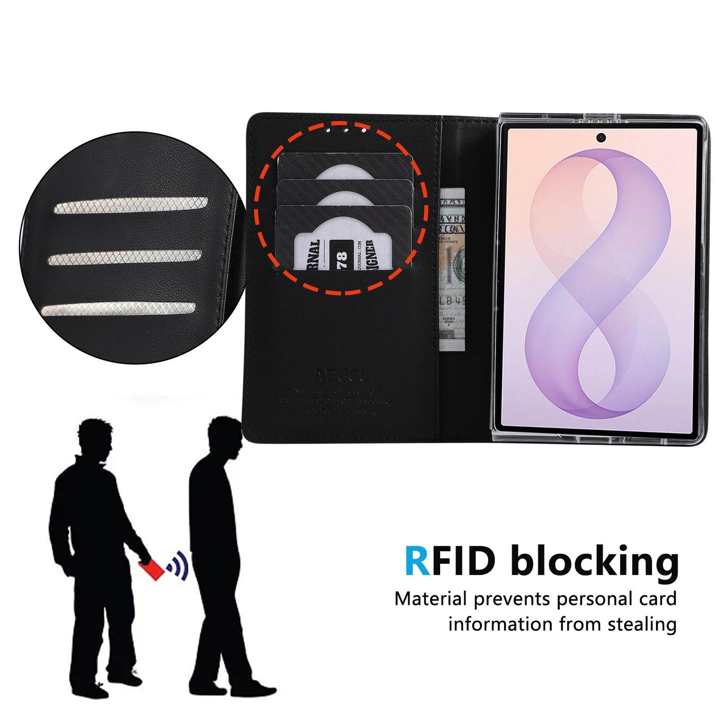 For Galaxy Z Fold8 5G ABEEL AB01 Vegan Leather RFID Phone Case(Black)