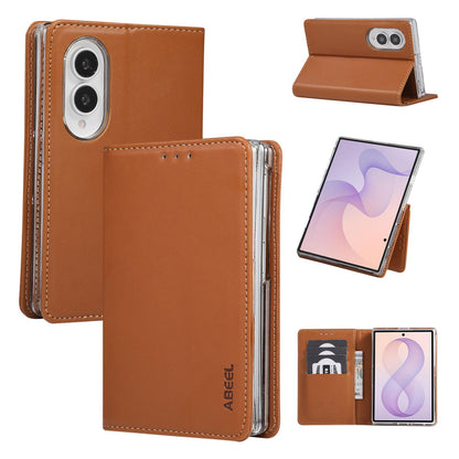 For Galaxy Z Fold8 5G ABEEL AB01 Vegan Leather RFID Phone Case(Brown)