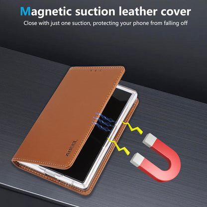 For Galaxy Z Fold8 5G ABEEL AB01 Vegan Leather RFID Phone Case(Brown)