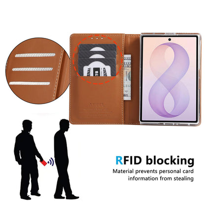 For Galaxy Z Fold8 5G ABEEL AB01 Vegan Leather RFID Phone Case(Brown)