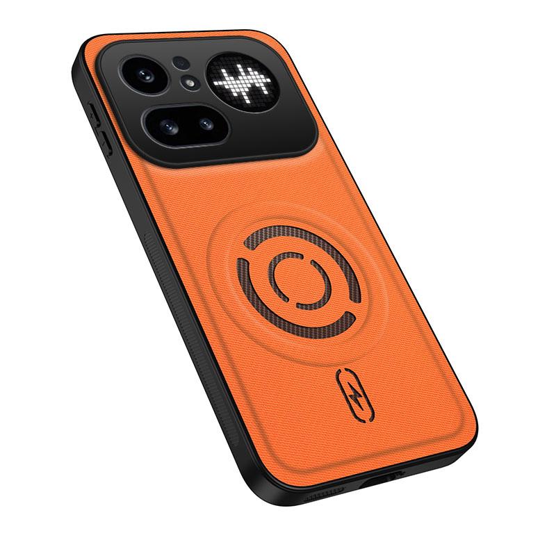For Nothing Phone 4a Pro WANLONFENG Tech Fabric Texture Magnetic PC Hybrid TPU Phone Case(Orange)
