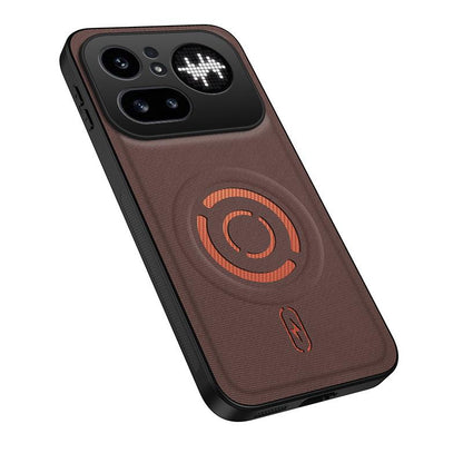 For Nothing Phone 4a Pro WANLONFENG Tech Fabric Texture Magnetic PC Hybrid TPU Phone Case(Coffee)