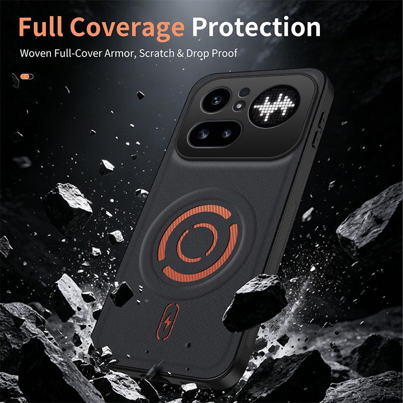 For Nothing Phone 4a Pro WANLONFENG Tech Fabric Texture Magnetic PC Hybrid TPU Phone Case(Blue)