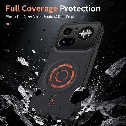 For Nothing Phone 4a Pro WANLONFENG Tech Fabric Texture Magnetic PC Hybrid TPU Phone Case(Blue)