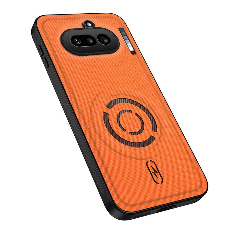 For Nothing Phone 4a WANLONFENG Tech Fabric Texture Magnetic PC Hybrid TPU Phone Case(Orange)