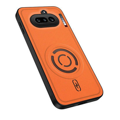 For Nothing Phone 4a WANLONFENG Tech Fabric Texture Magnetic PC Hybrid TPU Phone Case(Orange)