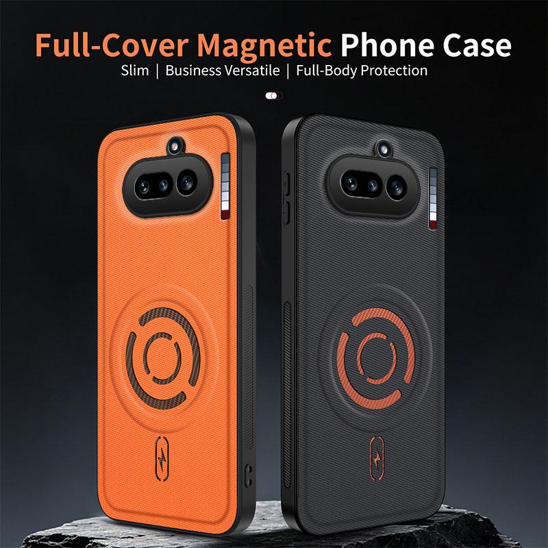 For Nothing Phone 4a WANLONFENG Tech Fabric Texture Magnetic PC Hybrid TPU Phone Case(Black)
