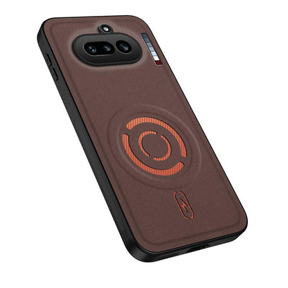 For Nothing Phone 4a WANLONFENG Tech Fabric Texture Magnetic PC Hybrid TPU Phone Case(Coffee)